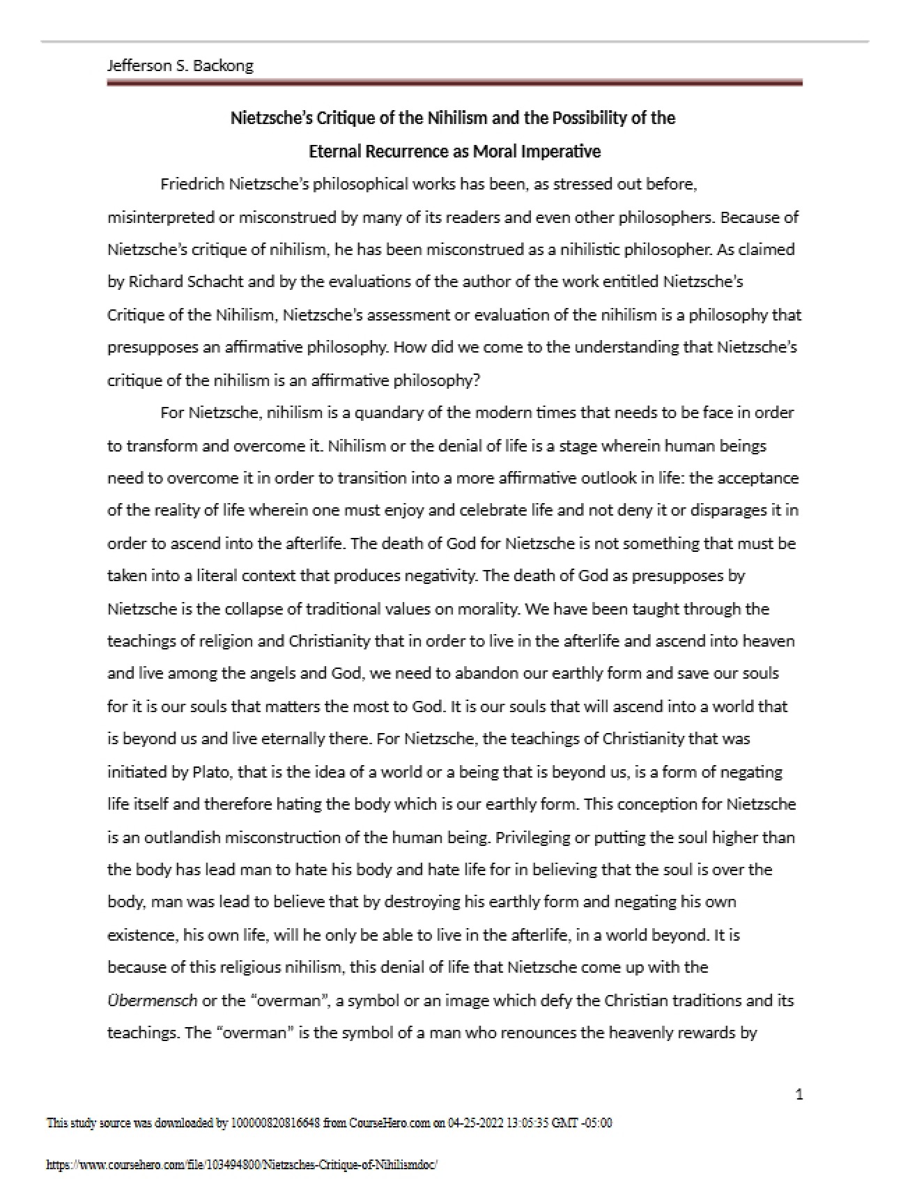 Nihilism Critique by Nietzsche