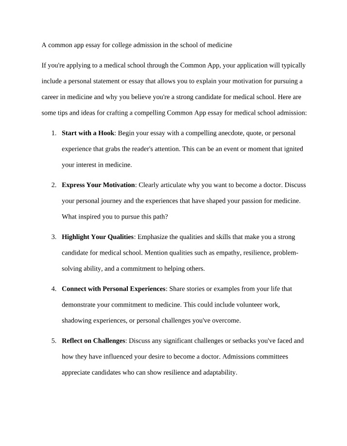 Crafting a Common App Essay for Medical School