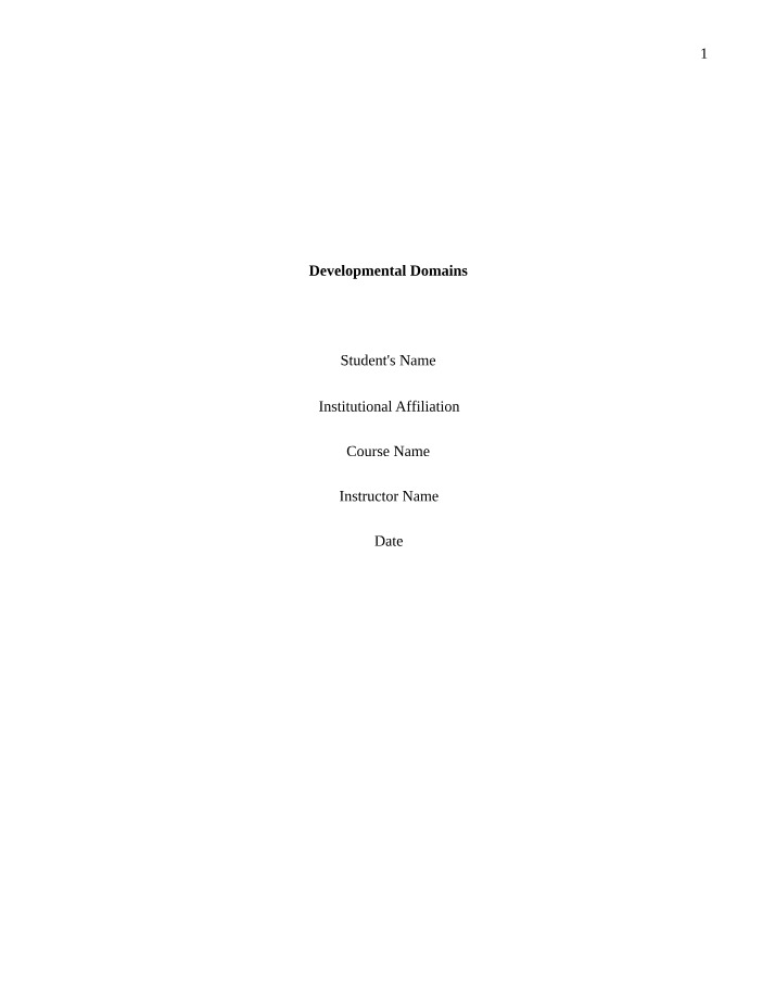 Developmental Domains Overview