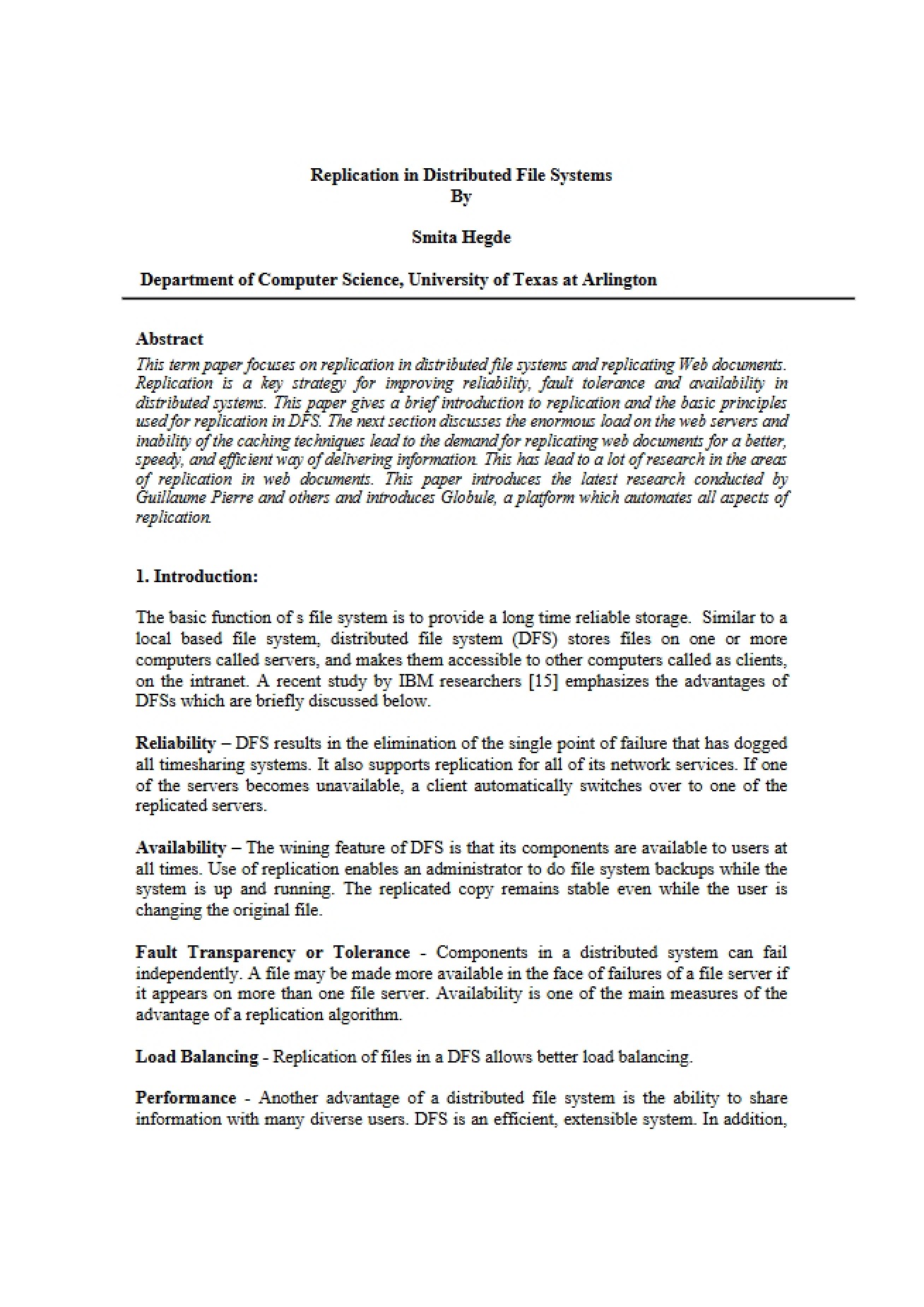 Distributed File Systems Replication
