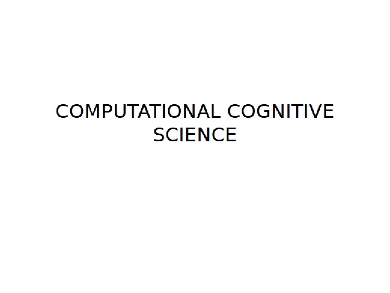 Cognitive Science: Computational