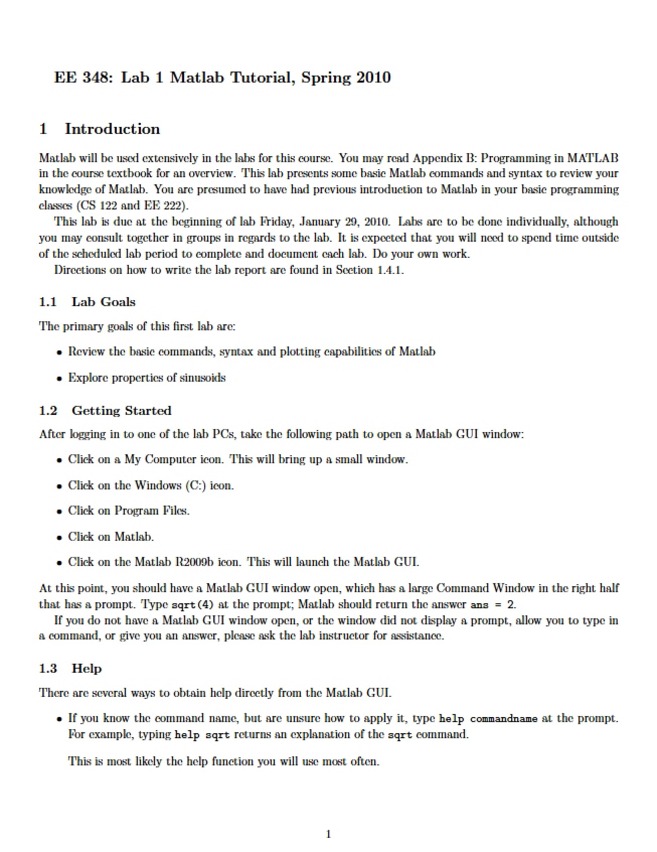 Lab 1 for EE 348