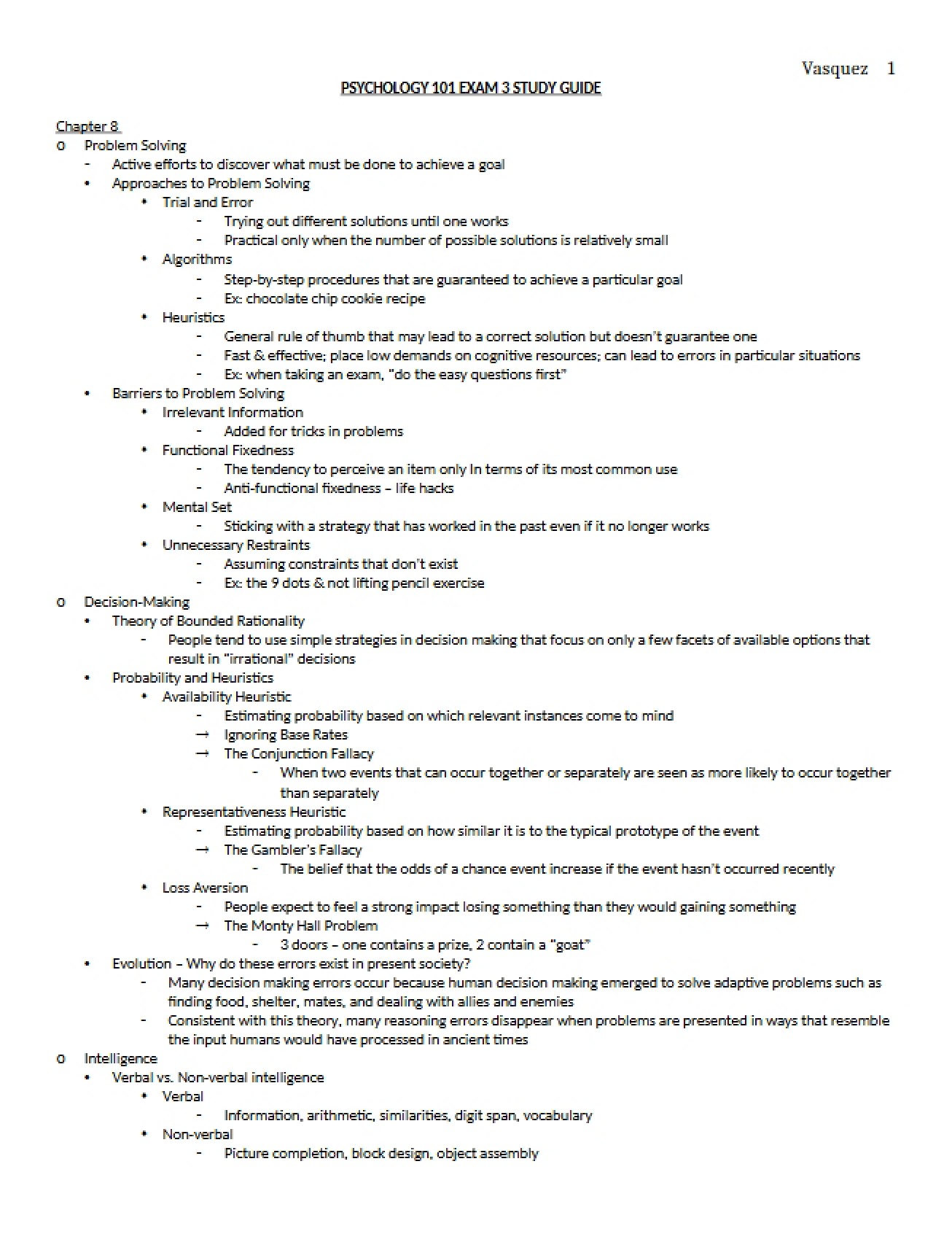 Study Guide for Exam 3