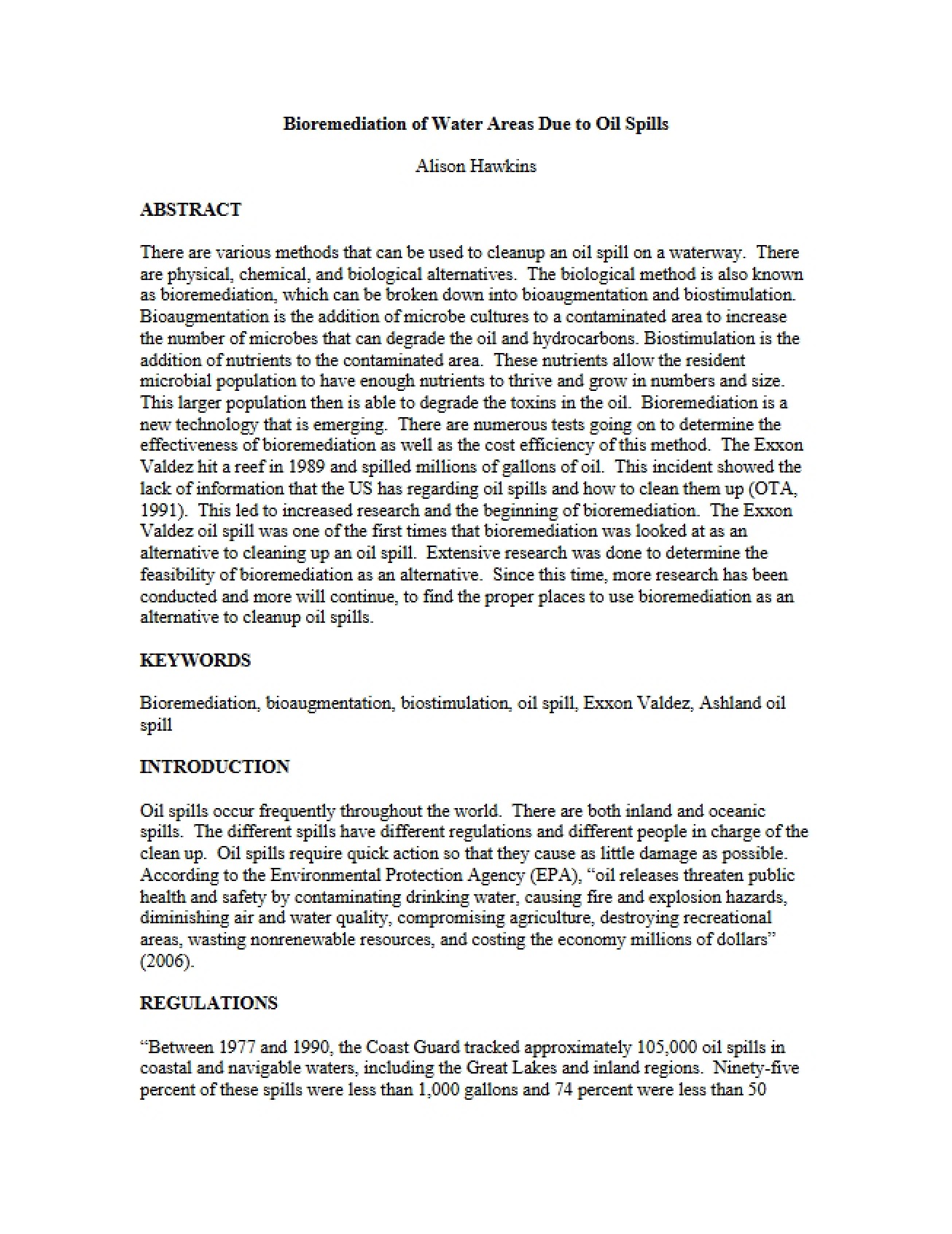 Remediating Water Contamination from Oil Spills