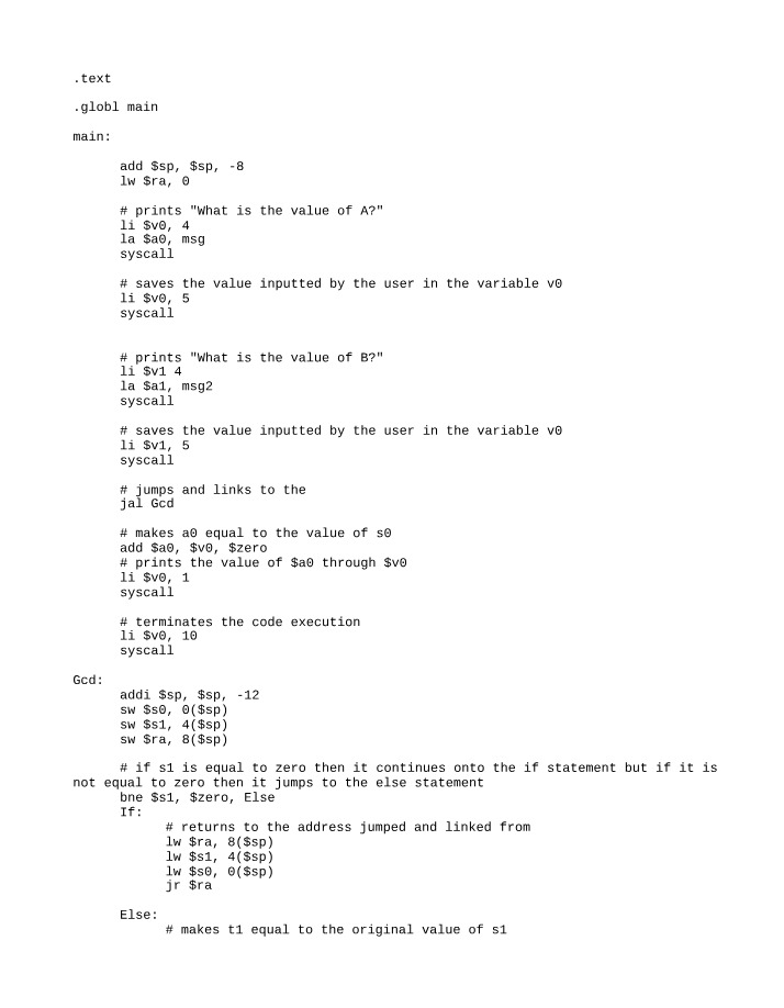 Finding the Greatest Common Divisor (GCD) in Assembly