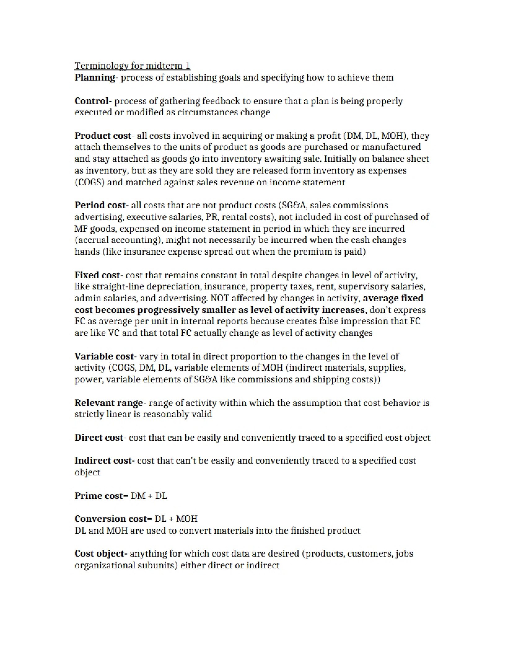 Accounting Terminology