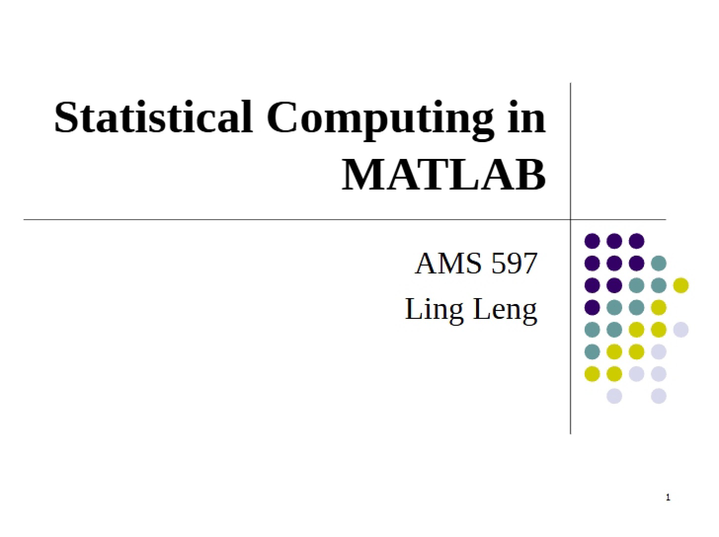MATLAB for Statistical Computing