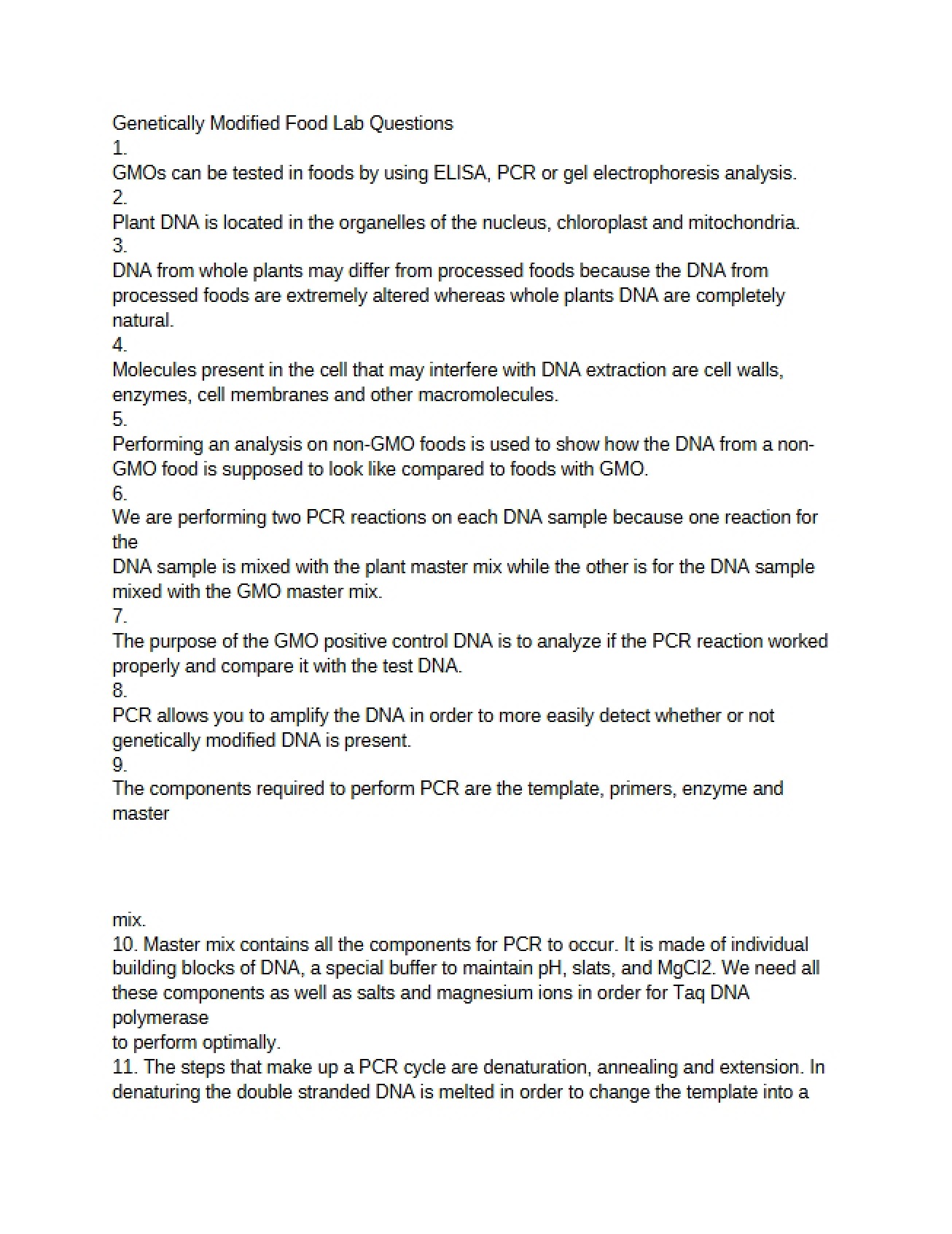 Lab Questions GM Foods