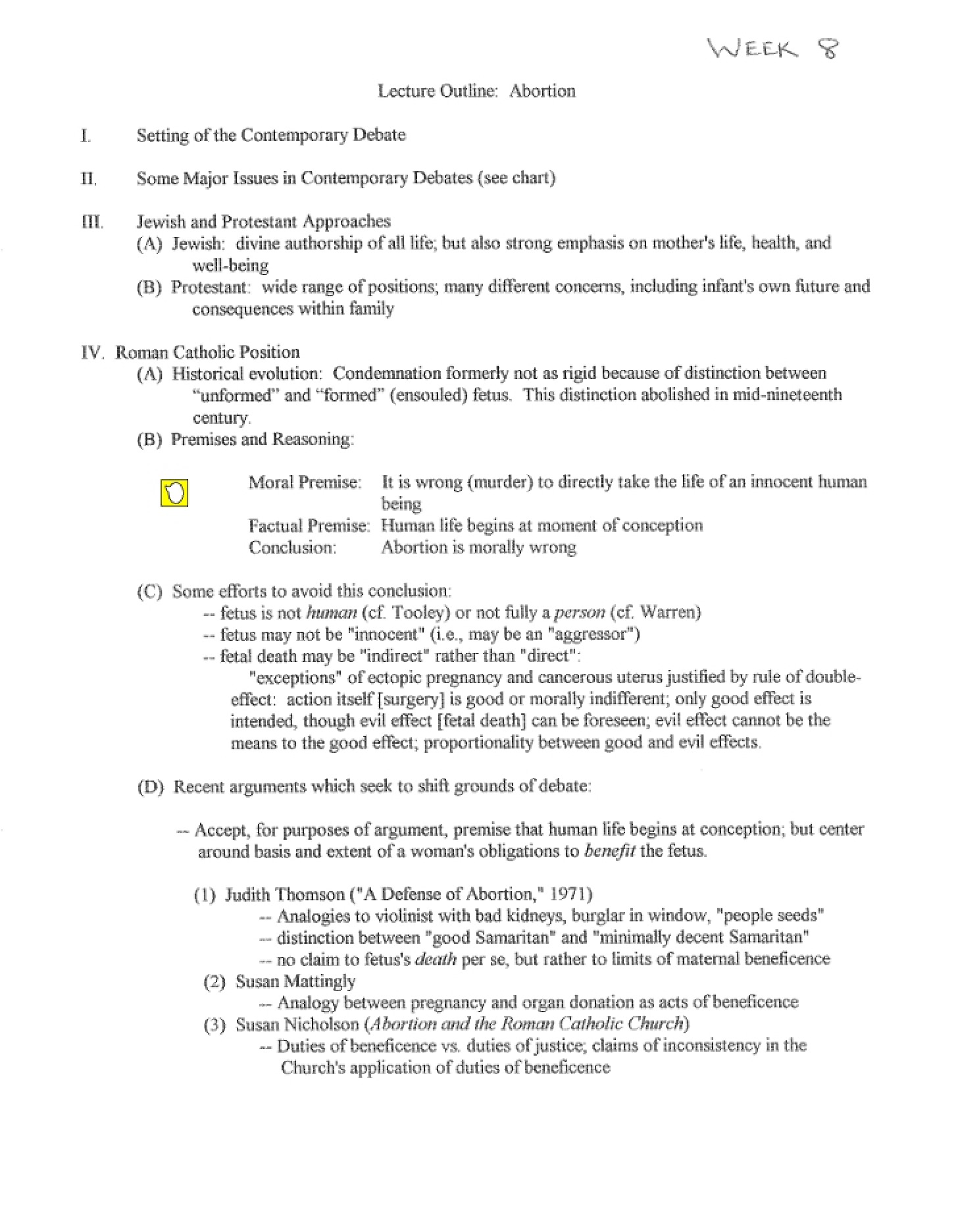 Topics in Abortion - 2 Pages