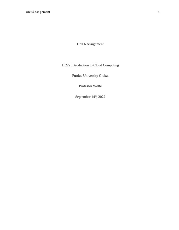 Unit 6 - IT222 Assignment