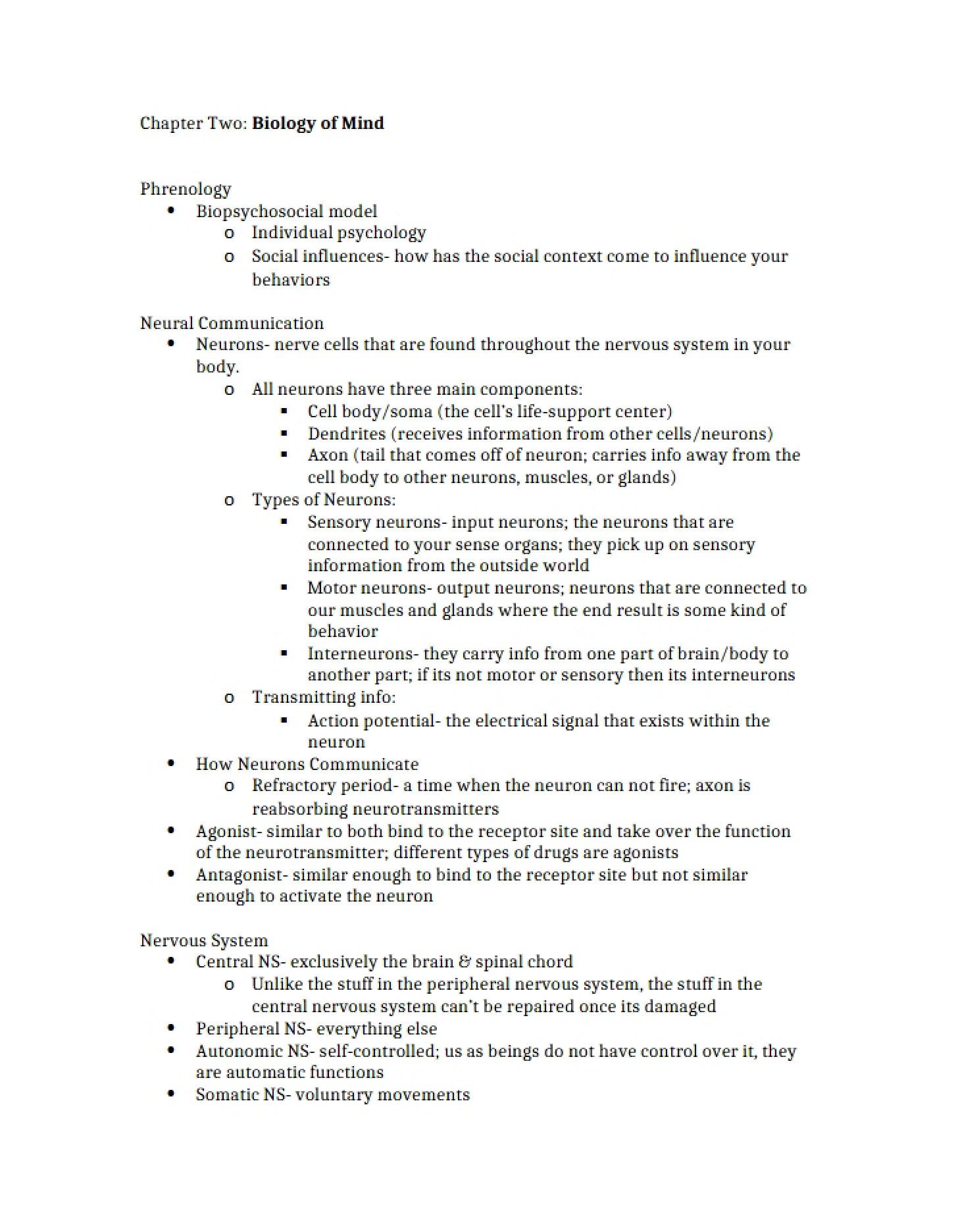 Mind's Biology Chapter 2