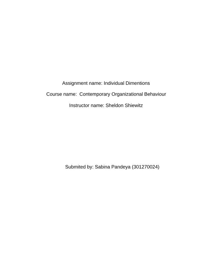 HRPD702 - Individual Dimensions