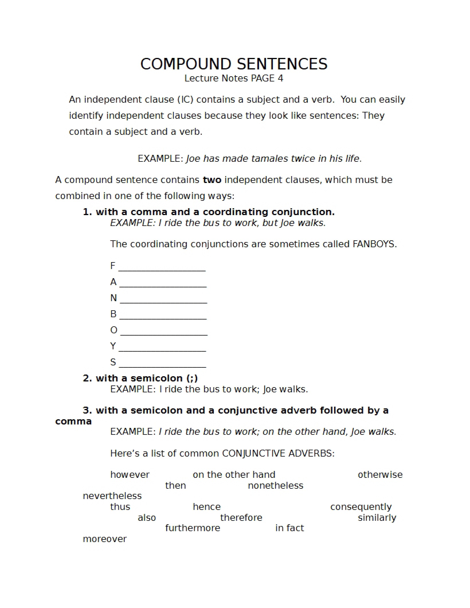 Sentences Compound Structure