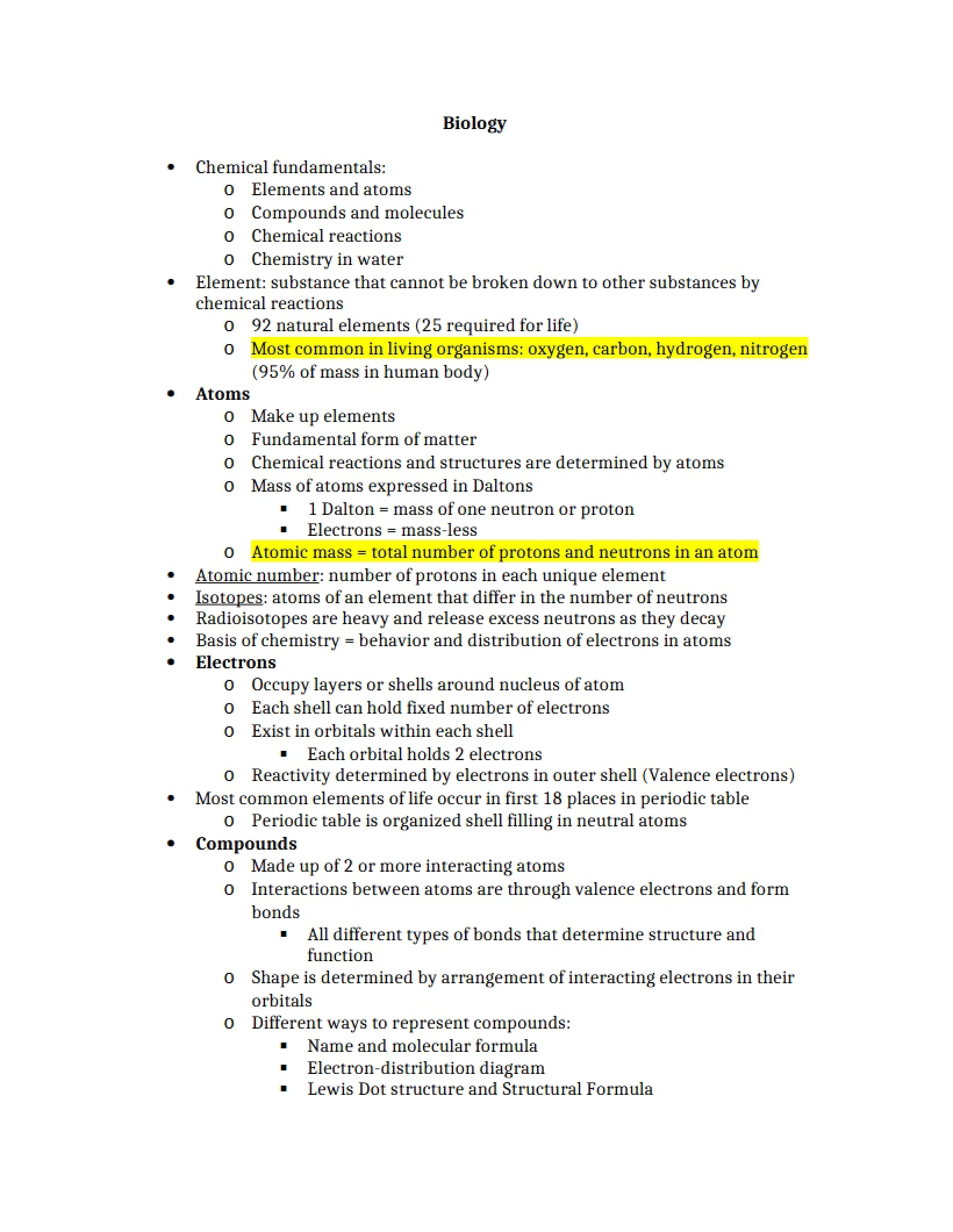 Biology Lecture Notes