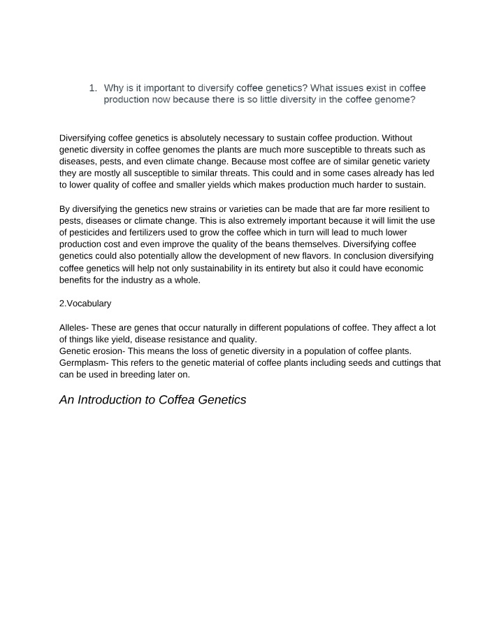 Diversifying Coffee Genetics for Sustainability