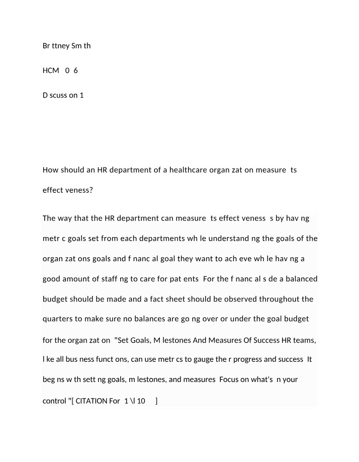 Measuring Healthcare HR Department Effectiveness