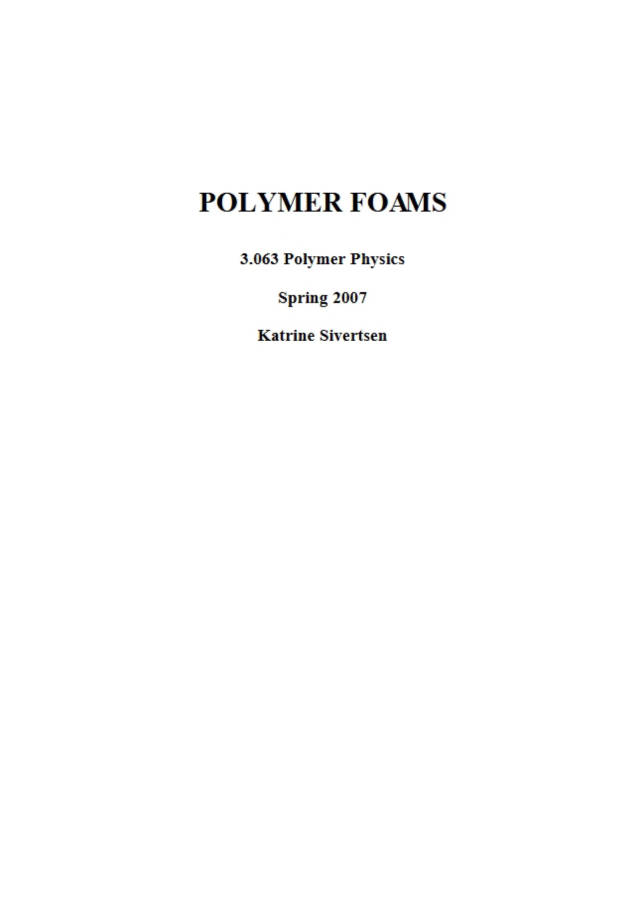 Polymer Physics Study Guide