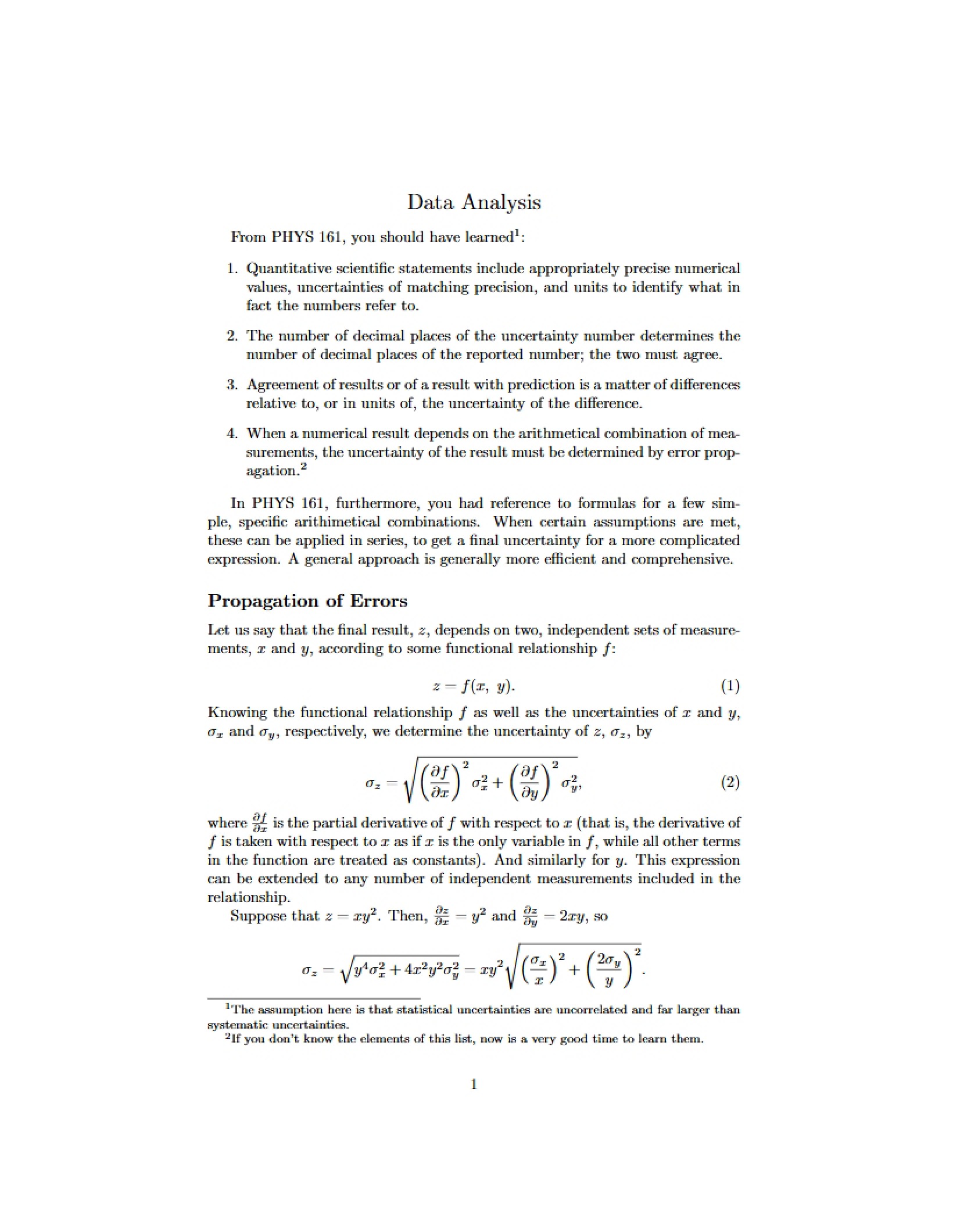 Analysis of Physics Data