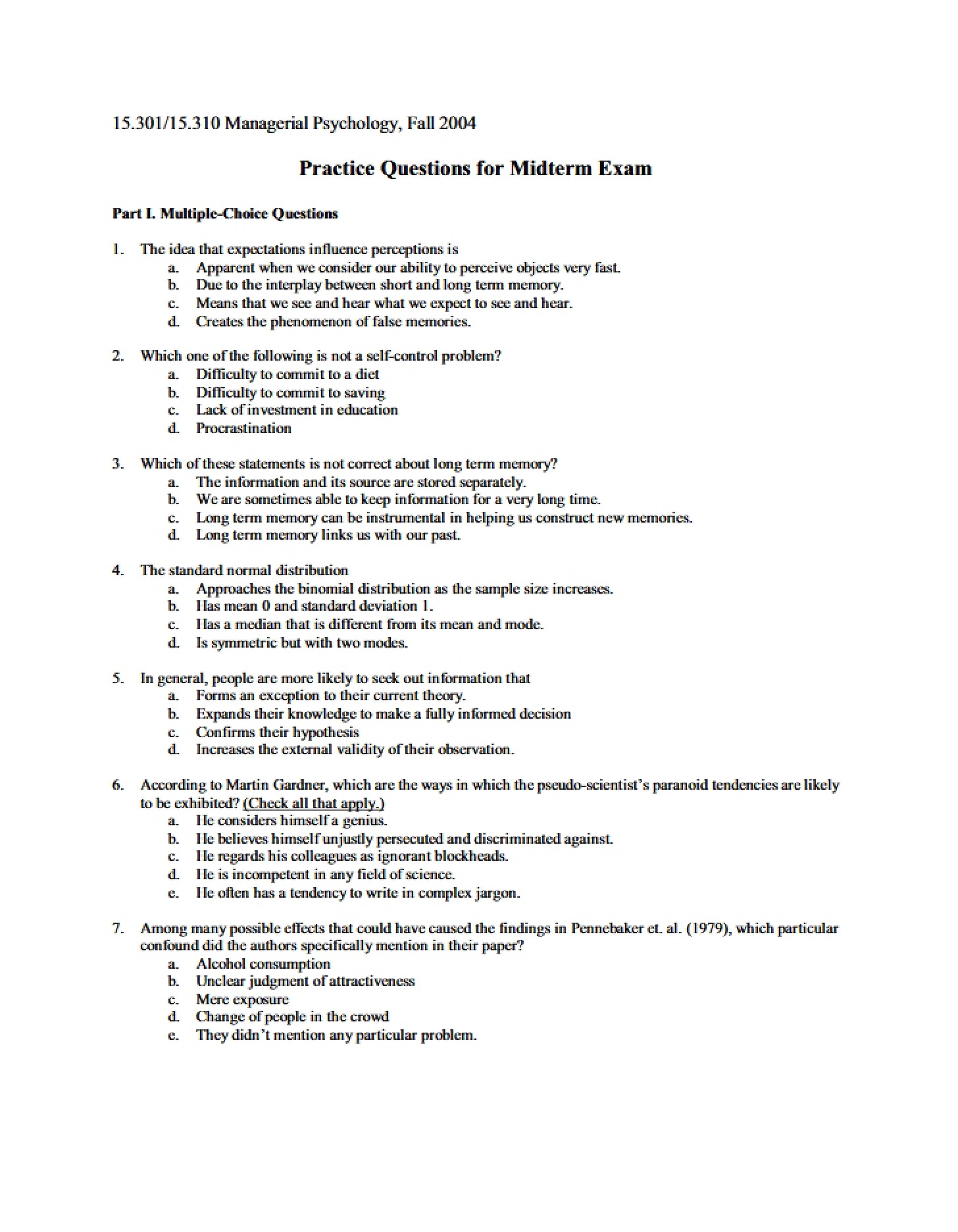 Midterm Exam Practice Query