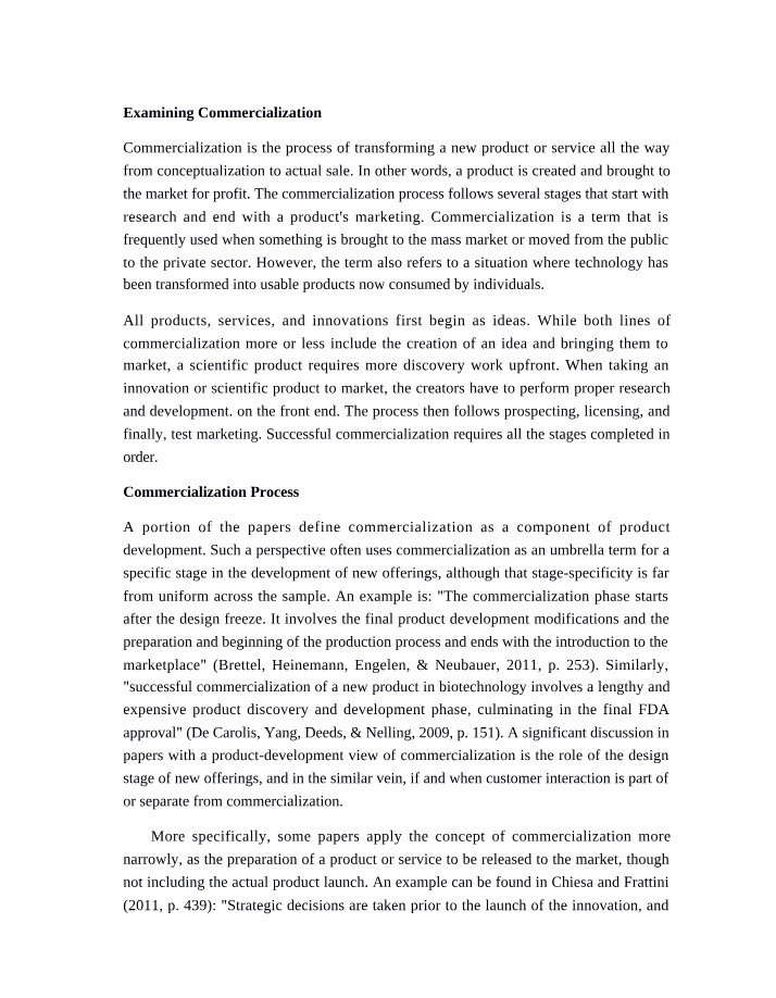 From Idea to Market Success - The Process of Commercialization