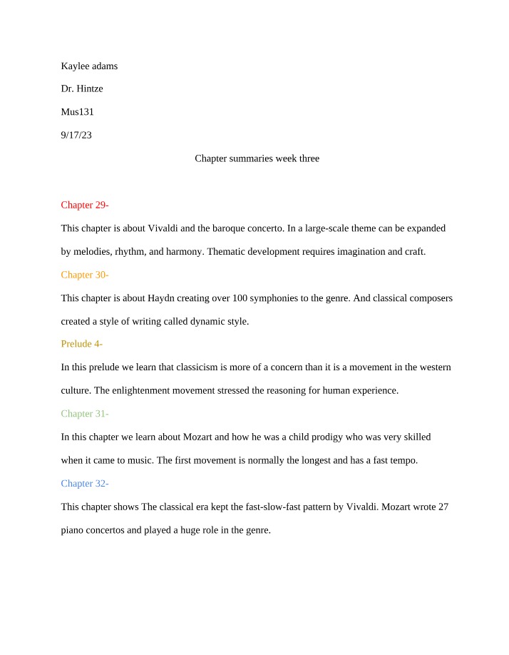 Week Three Chapter Summaries