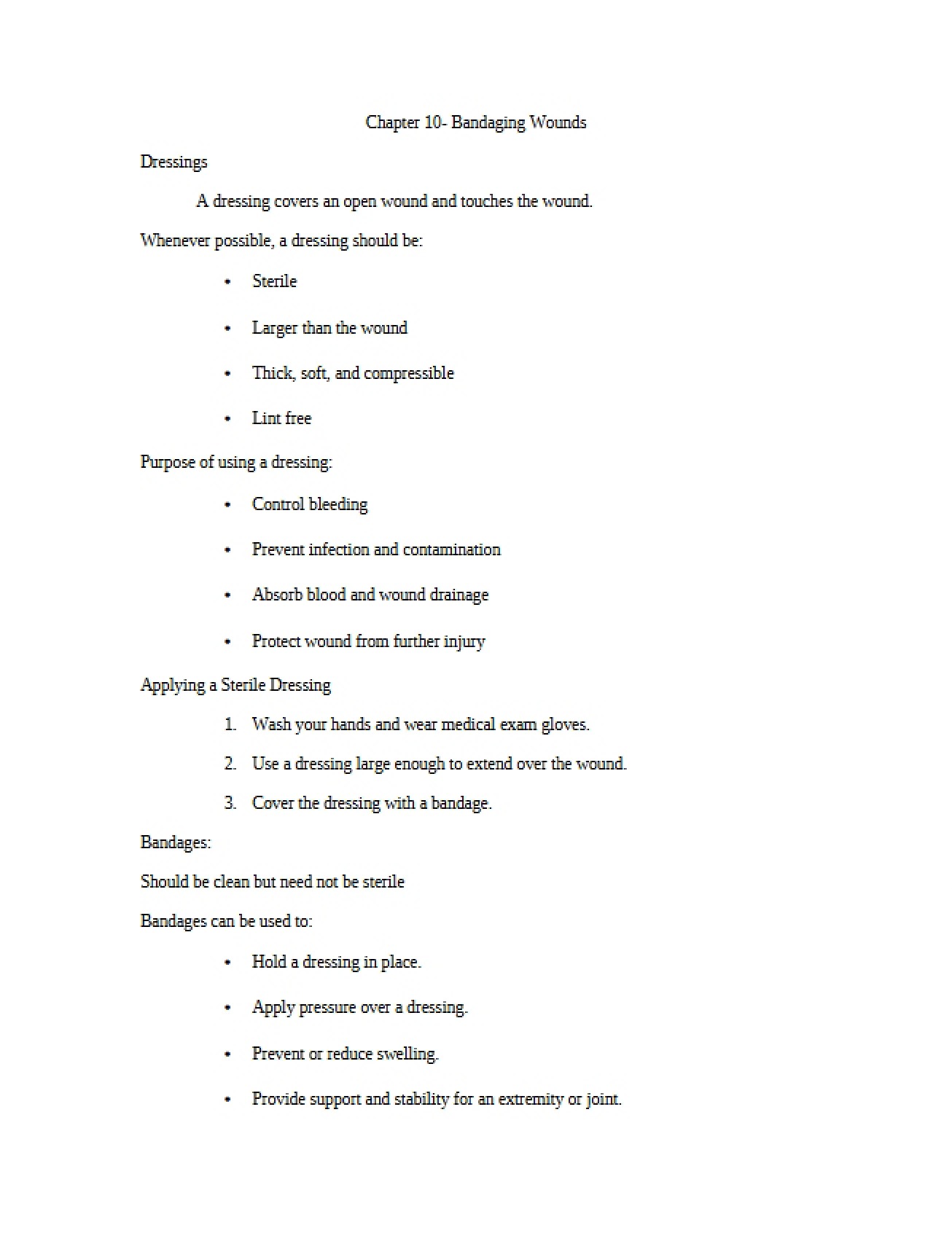 Chapter Ten How to Bandage Wounds