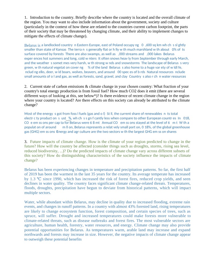 Climate Change Policy and Analysis in Belarus