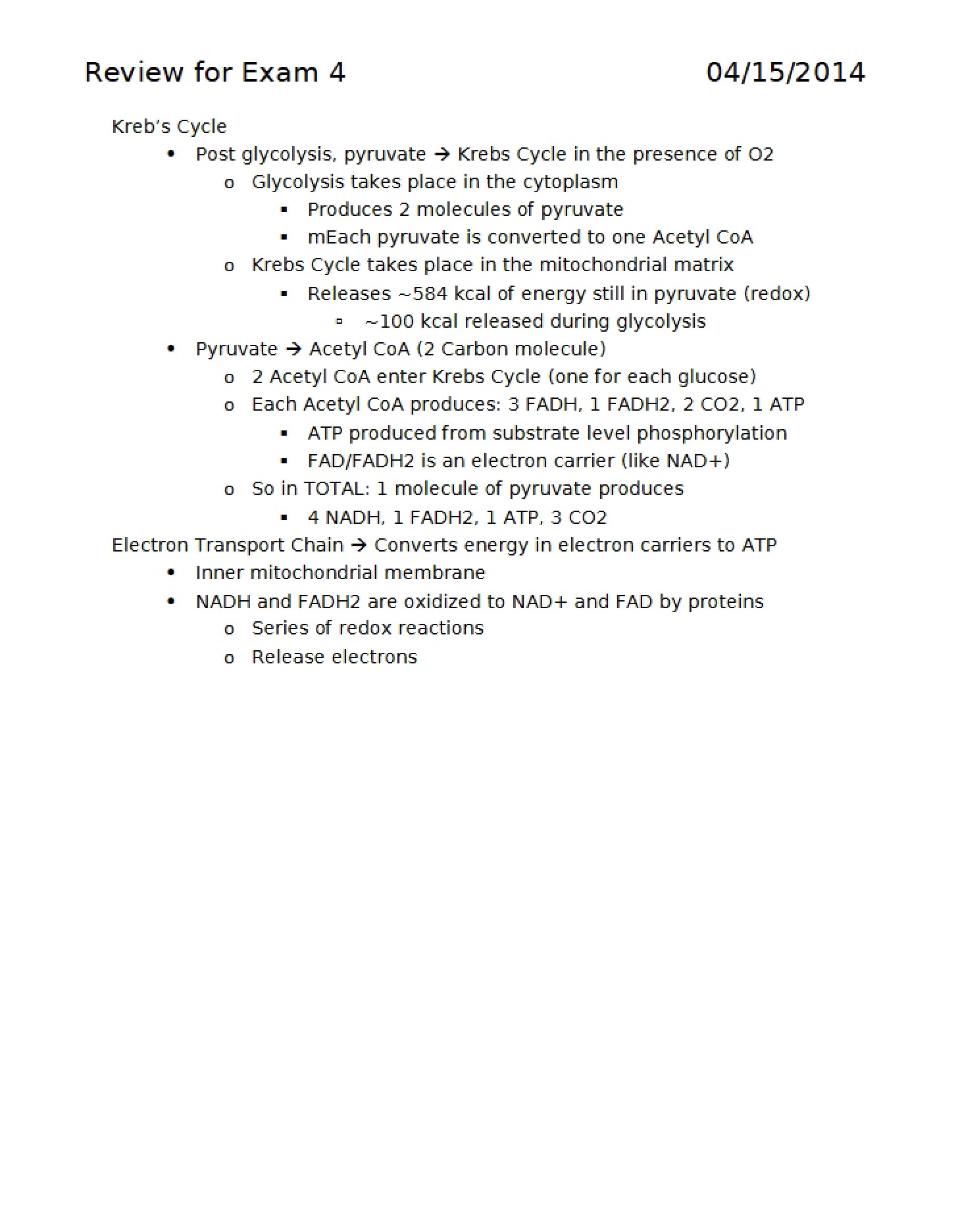 Fourth Examination Prep