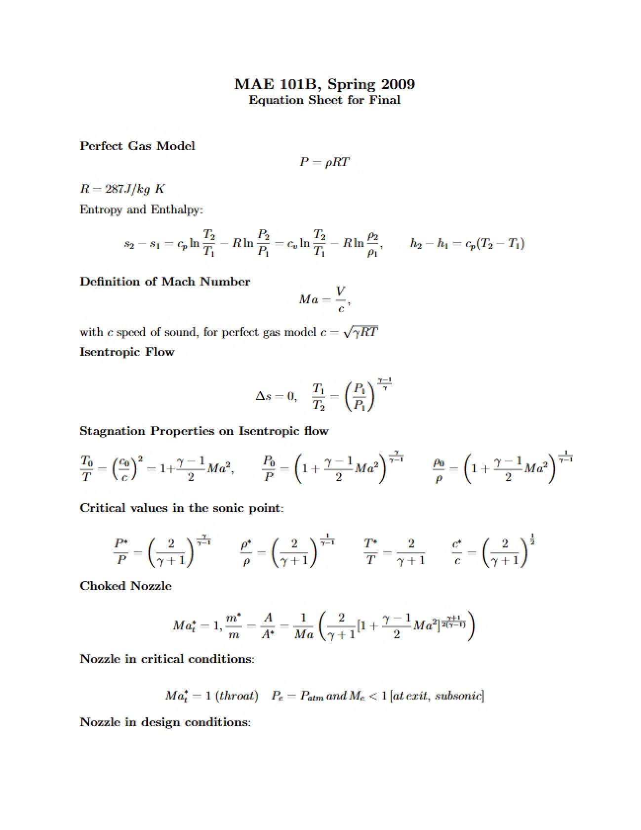 Advanced Fluid Mechanics Final Formulas