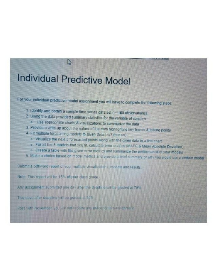 Assignment on Individual Predictive Model