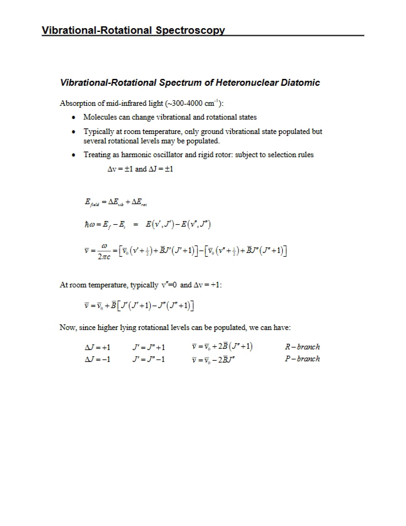 Spectroscopy: Vibrational and Rotational