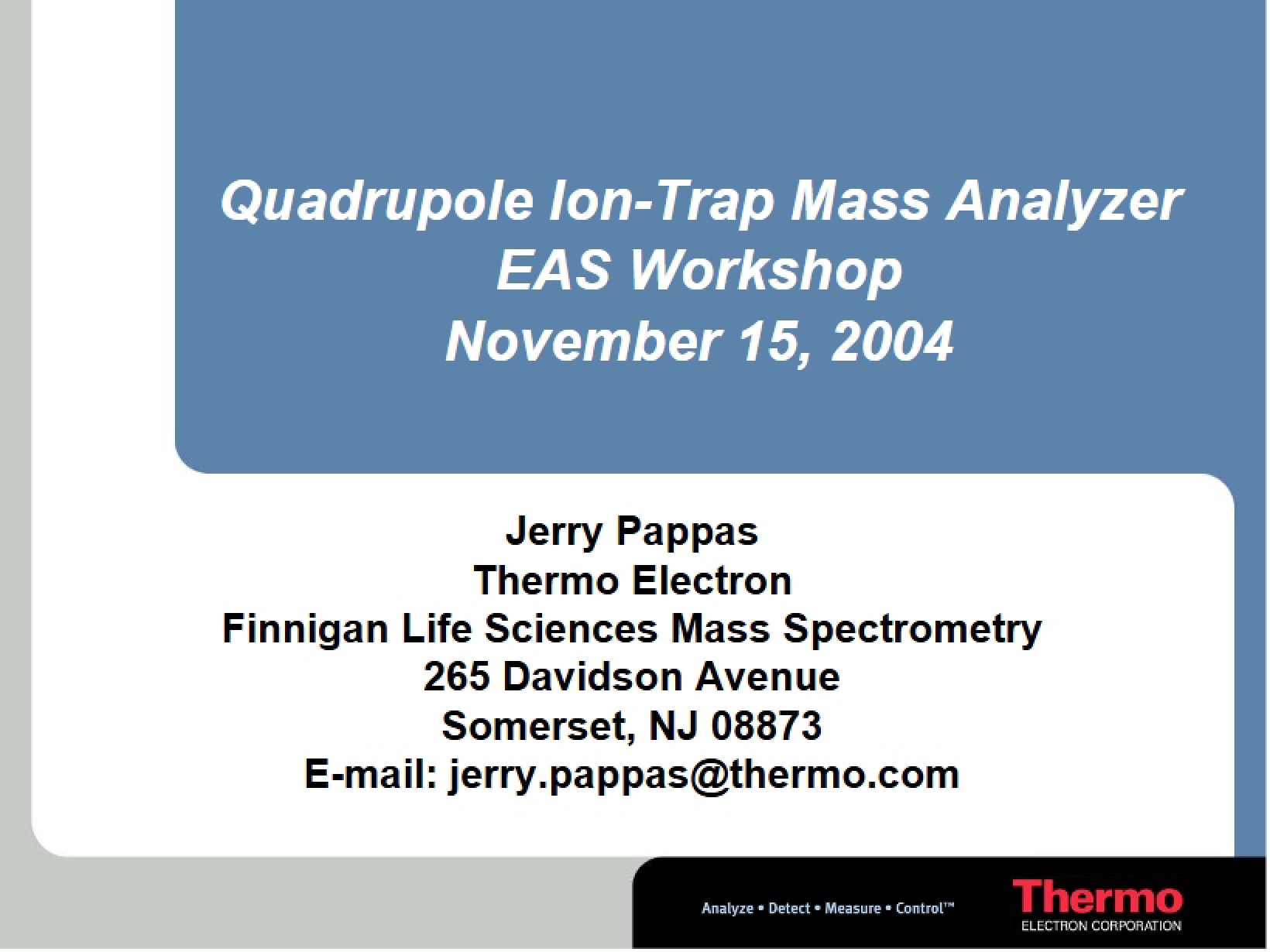 Mass Analyzer EAS Ion Trap