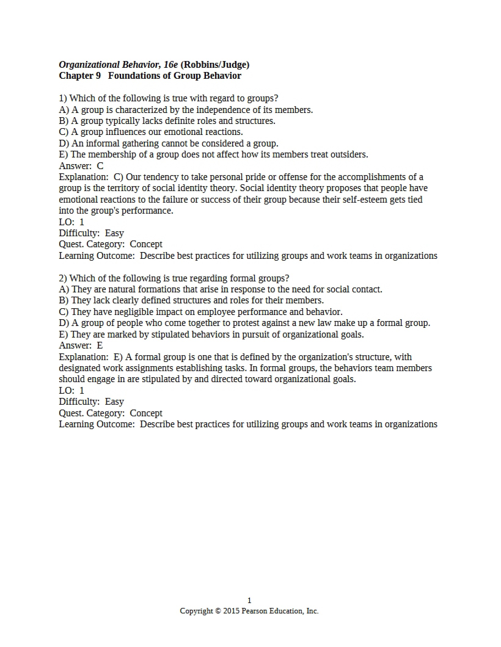 Group Behavior Foundations (Chapter 9)