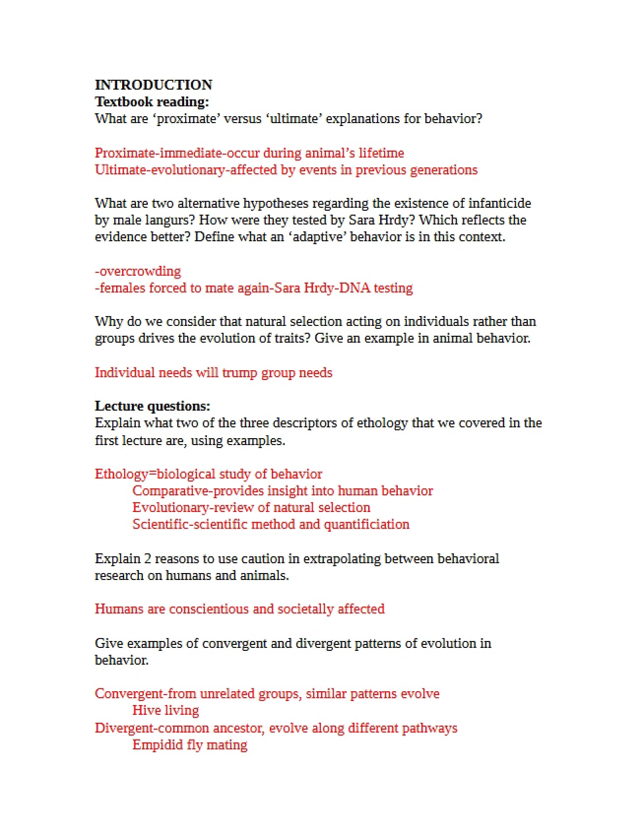 Introductory Study Questions