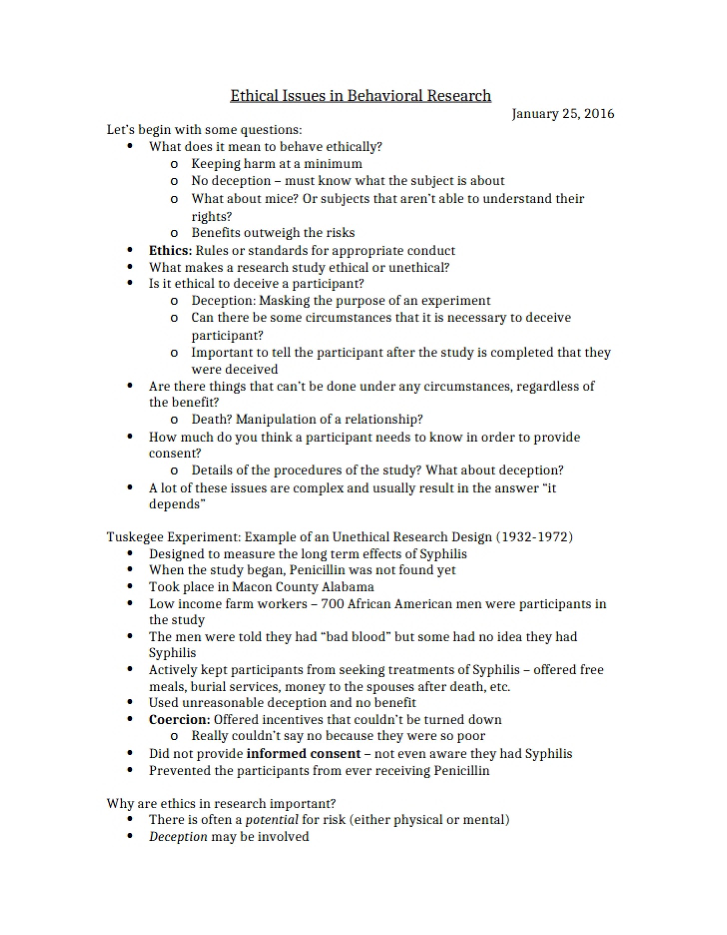 Behavioral Research Ethics