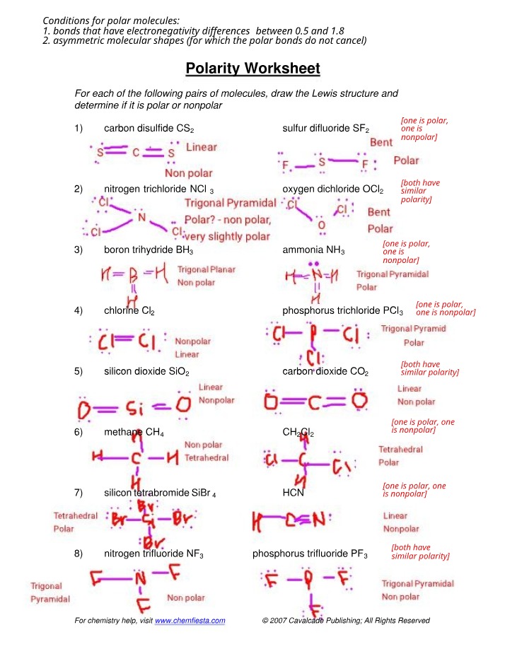 Worksheet on Polarity