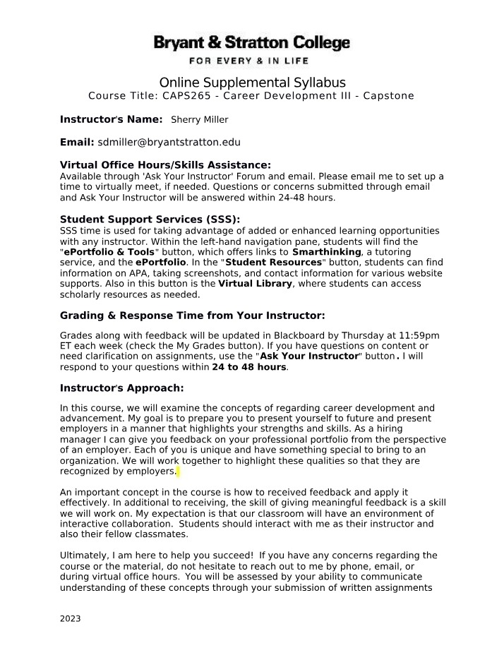 2023 Supplemental Syllabus for CAPS265