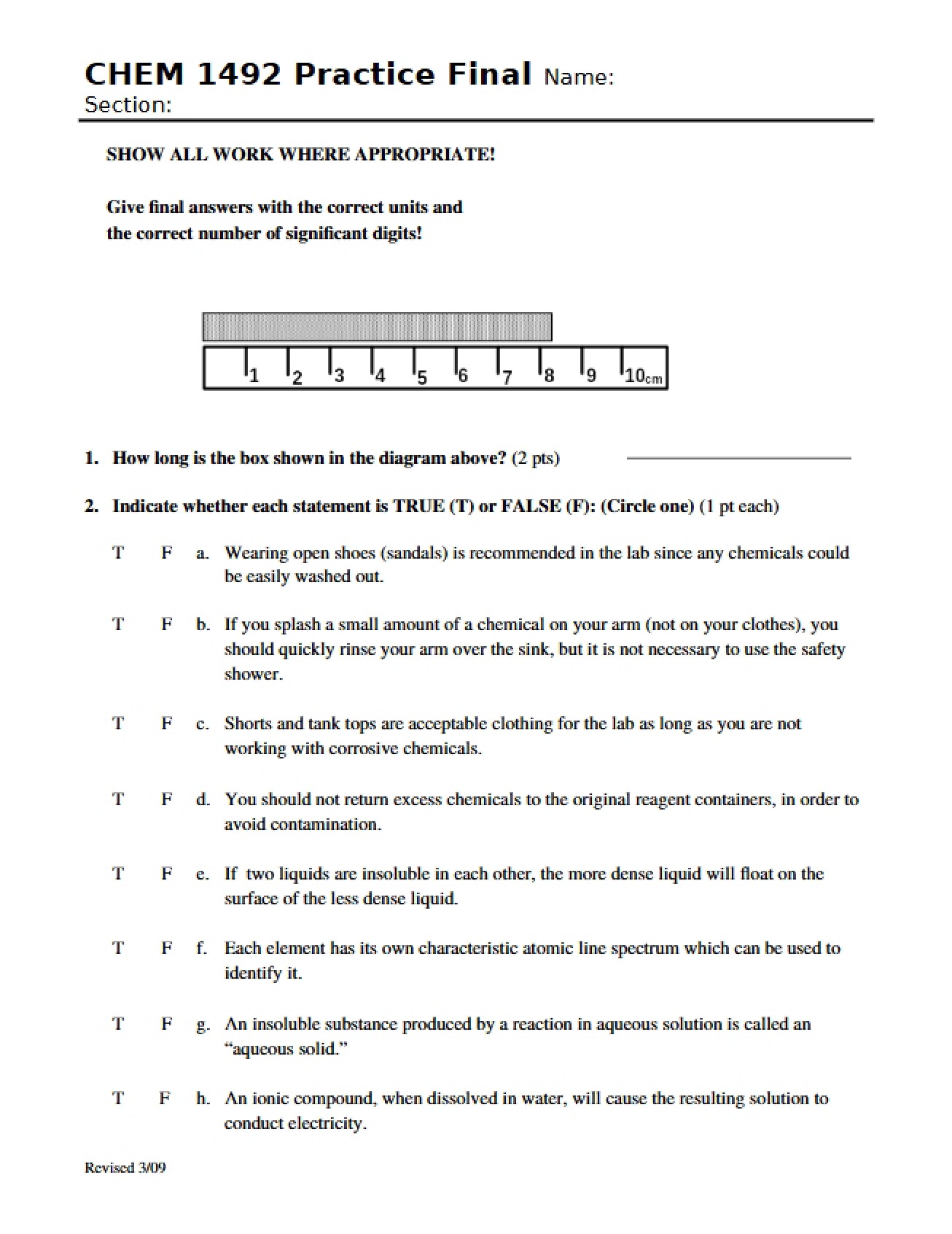 Final Exam Practice