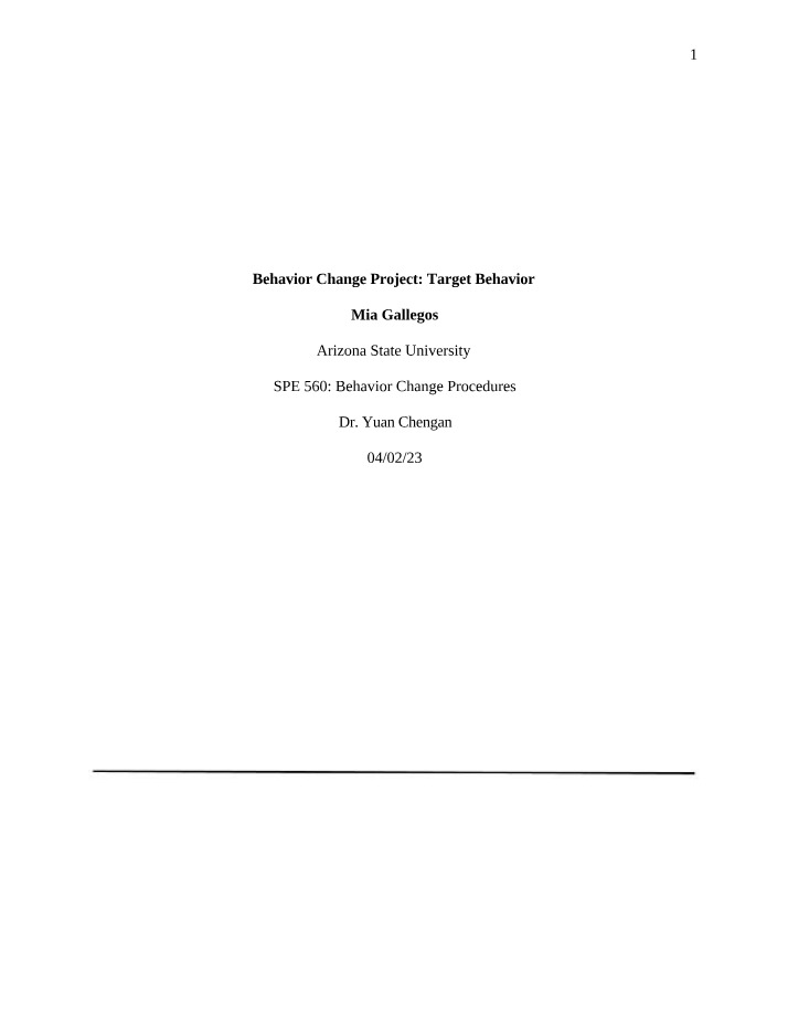 Behavior Change Project Target Behavior Definition