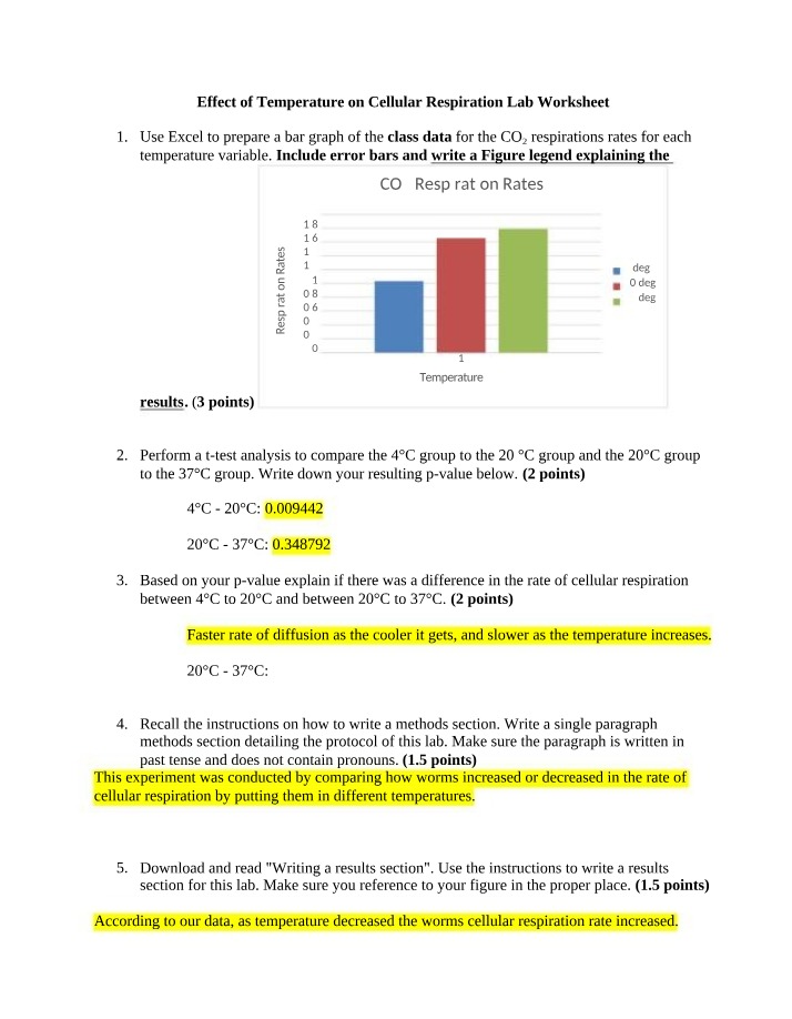 Temperature Effects on Cellular Respiration - Lab Worksheet
