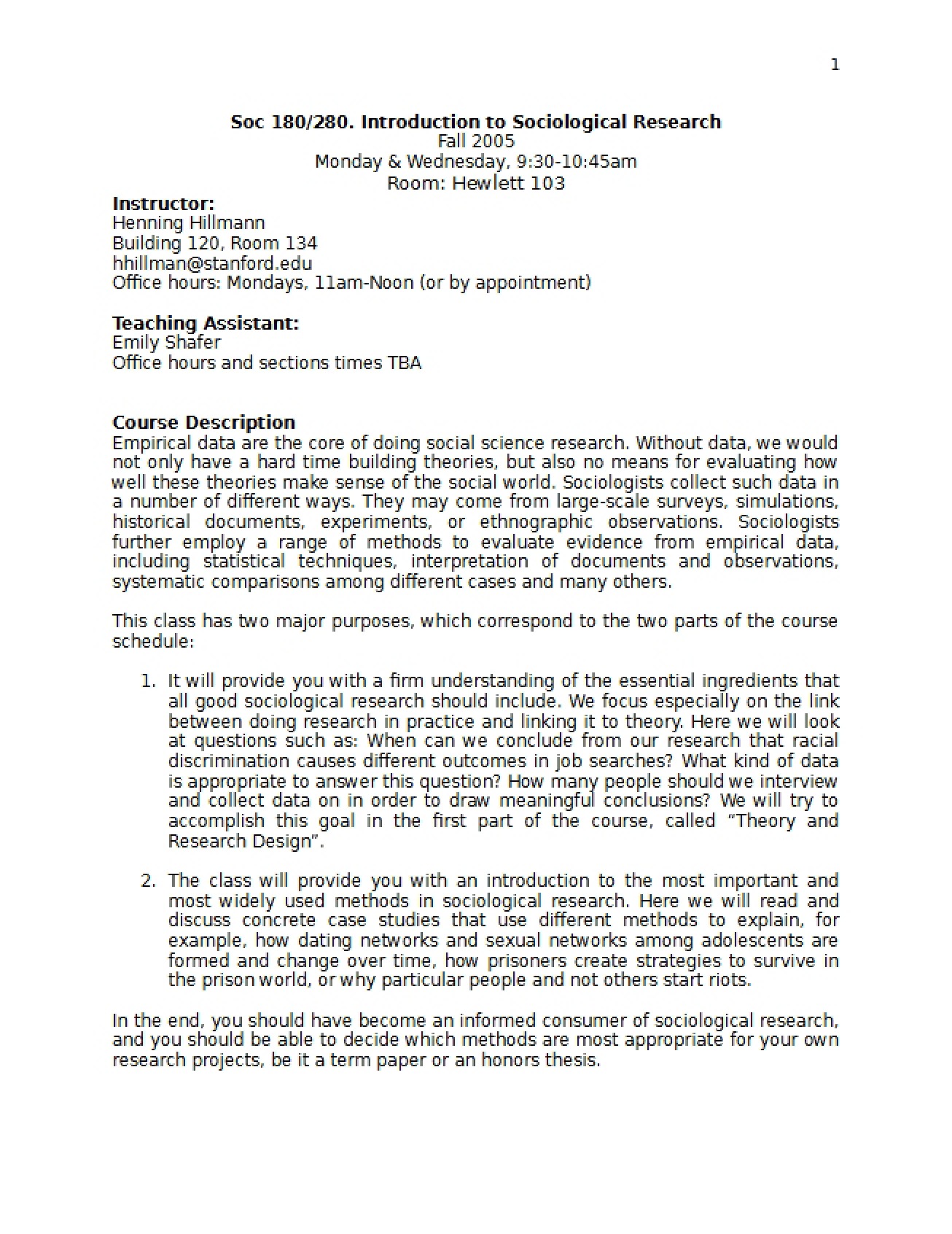 Syllabus for Foundations of Social Research