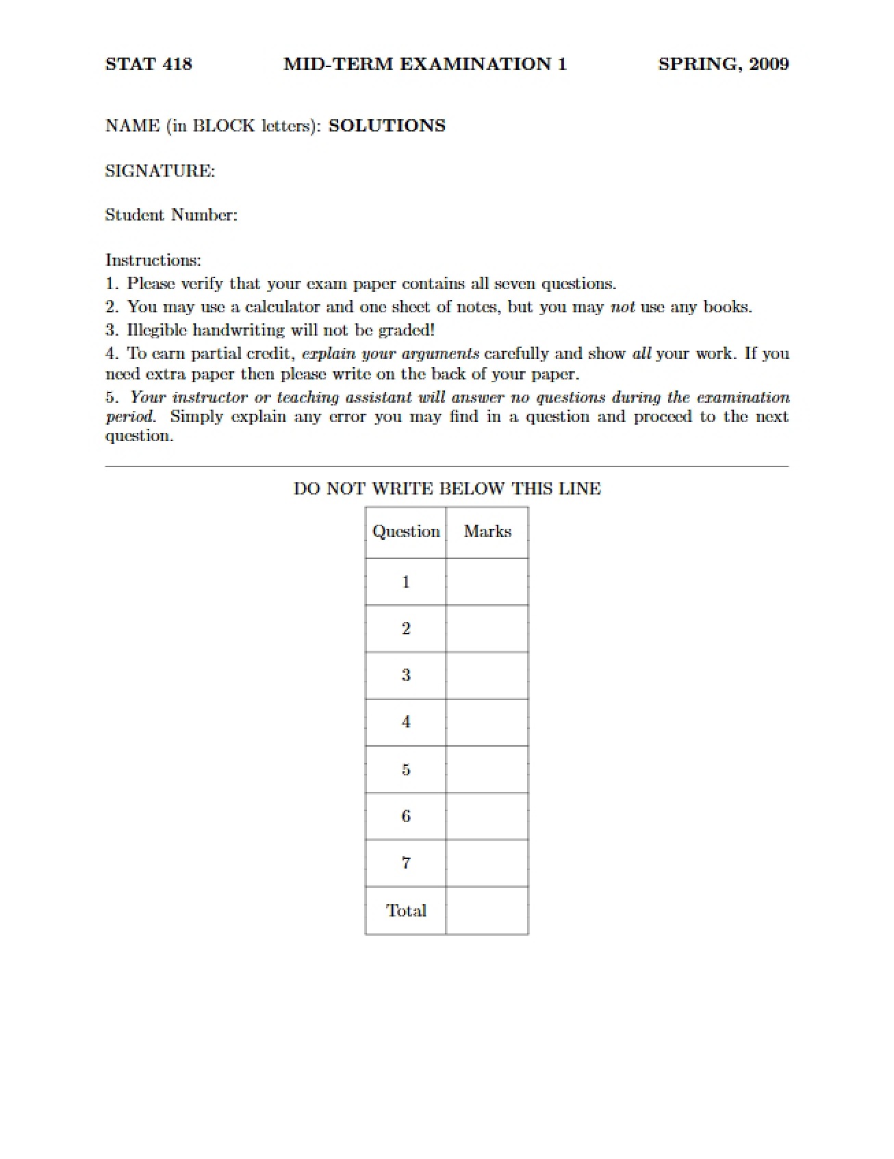 Solution to Exam 1