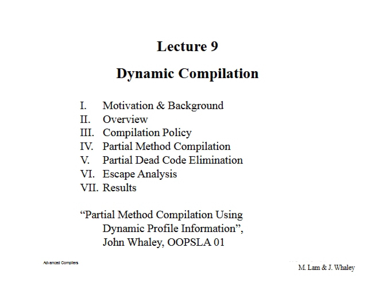 Introduction to Dynamic Compilation