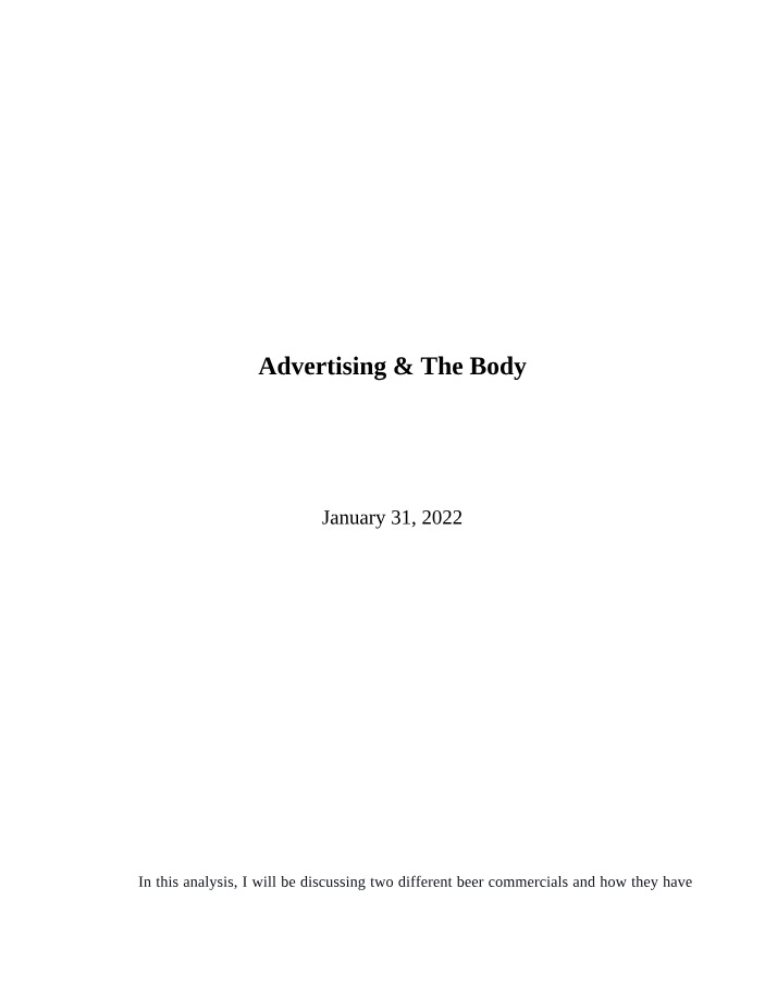 The Objectification of Women in Beer Advertisements - An Analysis