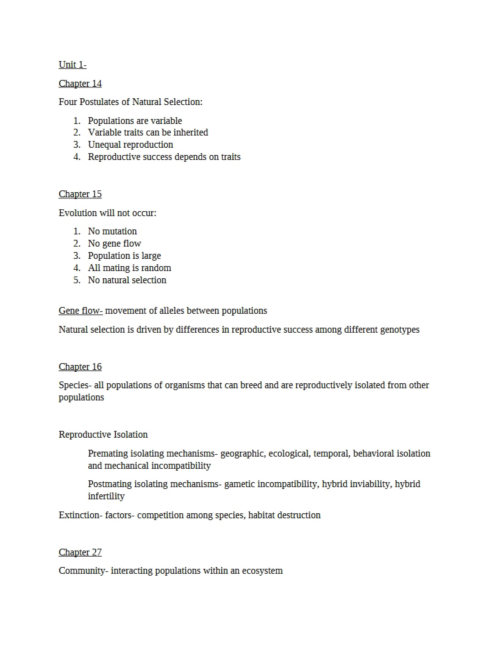 General Biology II Chapter 14