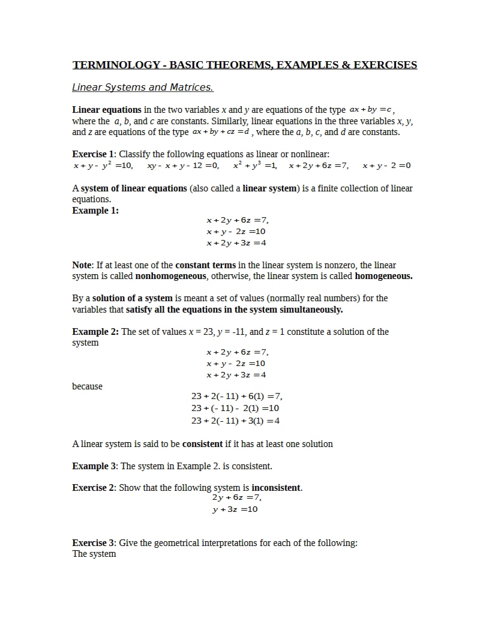 Basic Theorems, Terminology, and Examples