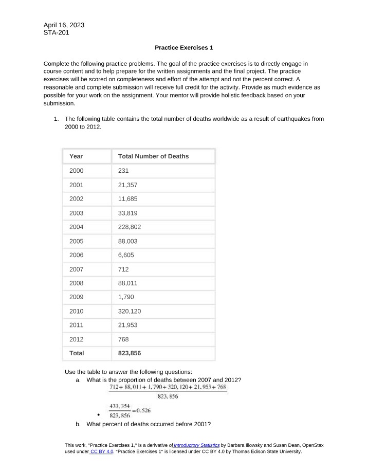STA201 - Practice Exercises 1