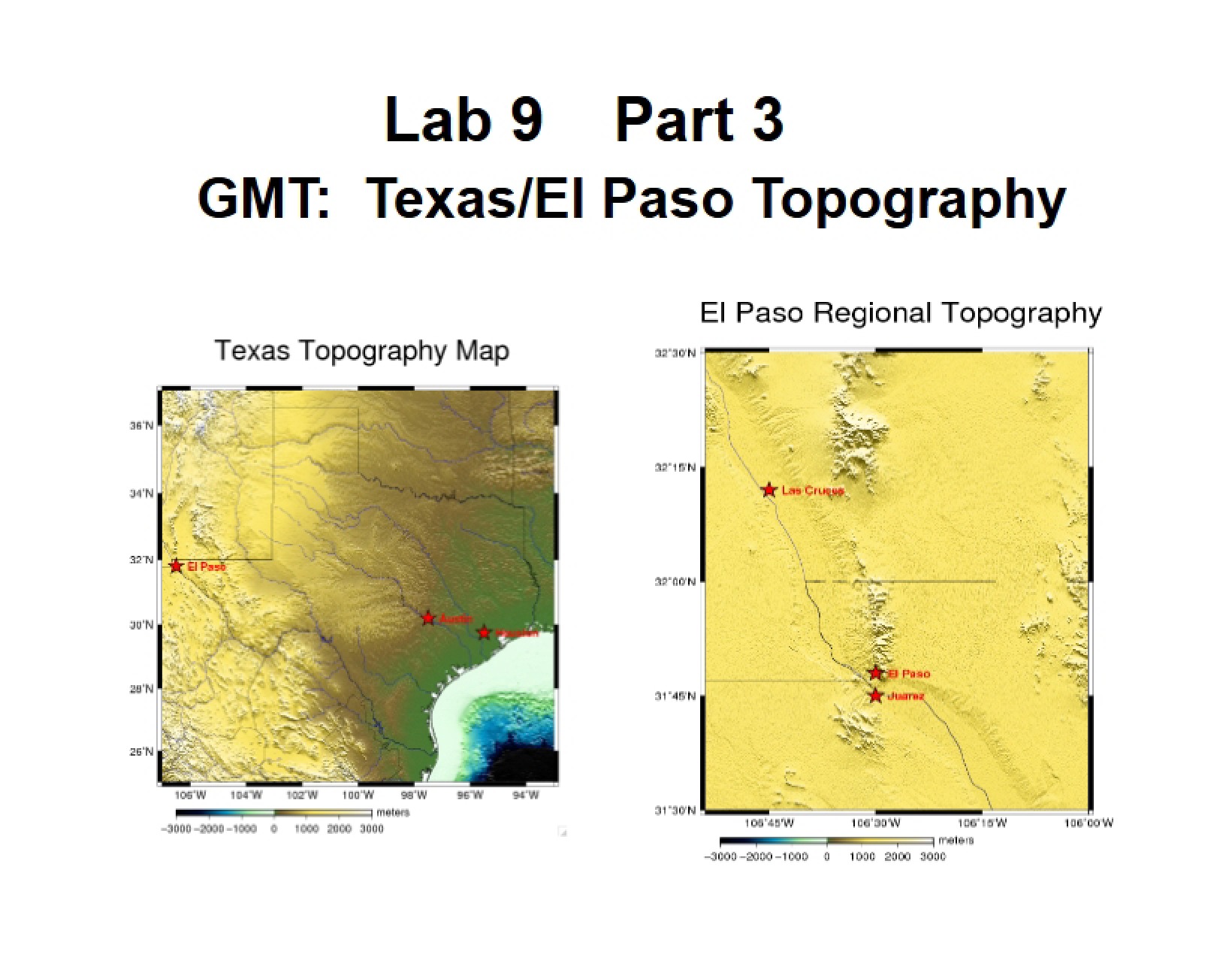 Texas-El Paso Topography in GMT Lab Nine