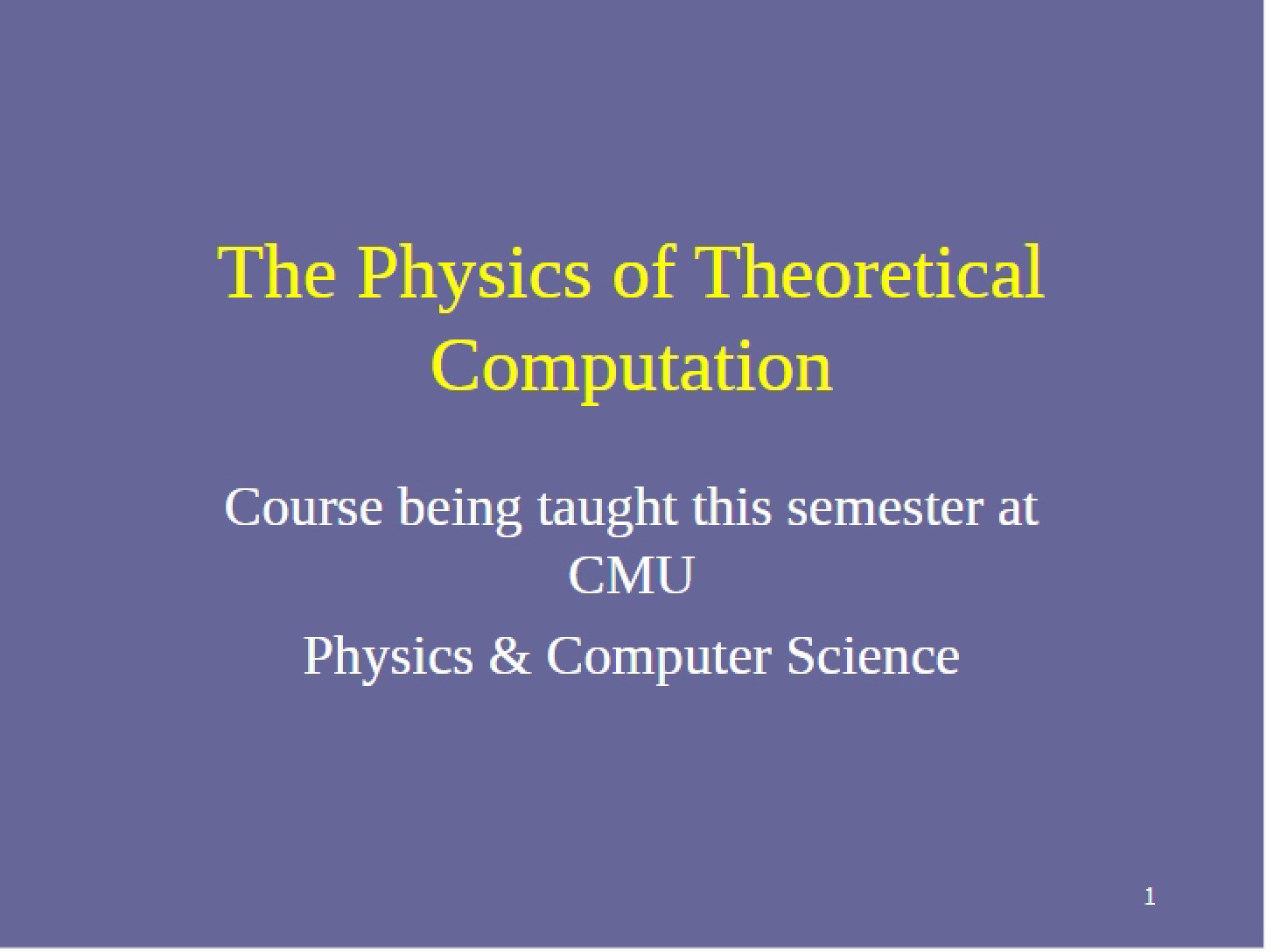 Theoretical Computation Physics