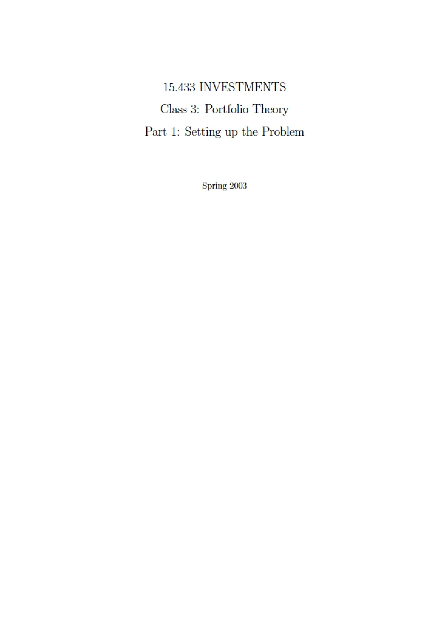 Theory of Portfolios